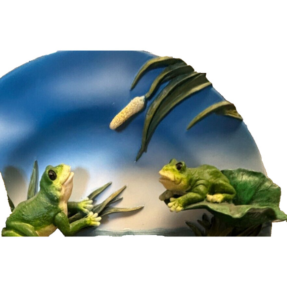 Herco Plate Frogs Ceramic 3-D Plate Statue Figurine Frogs, Waterlilies Gift - Picture 9 of 16